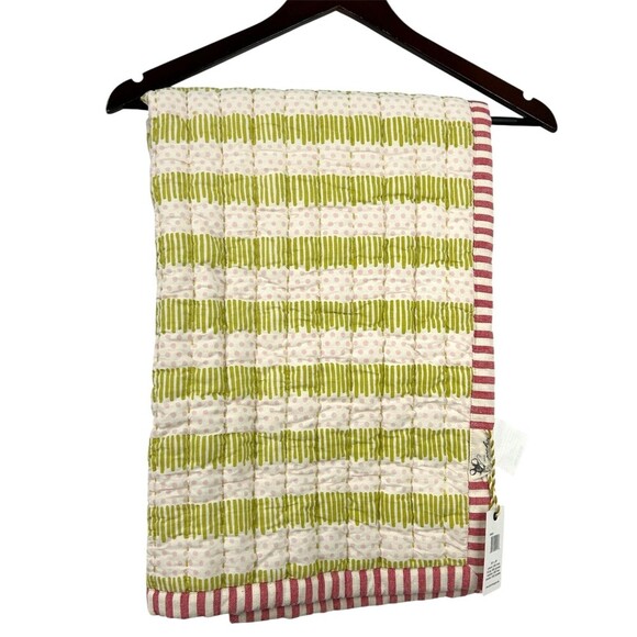 New Petit Pehr Hug Me Tight 36X36 Cotton Quilt Reversible Striped Baby Blanket - Picture 1 of 11